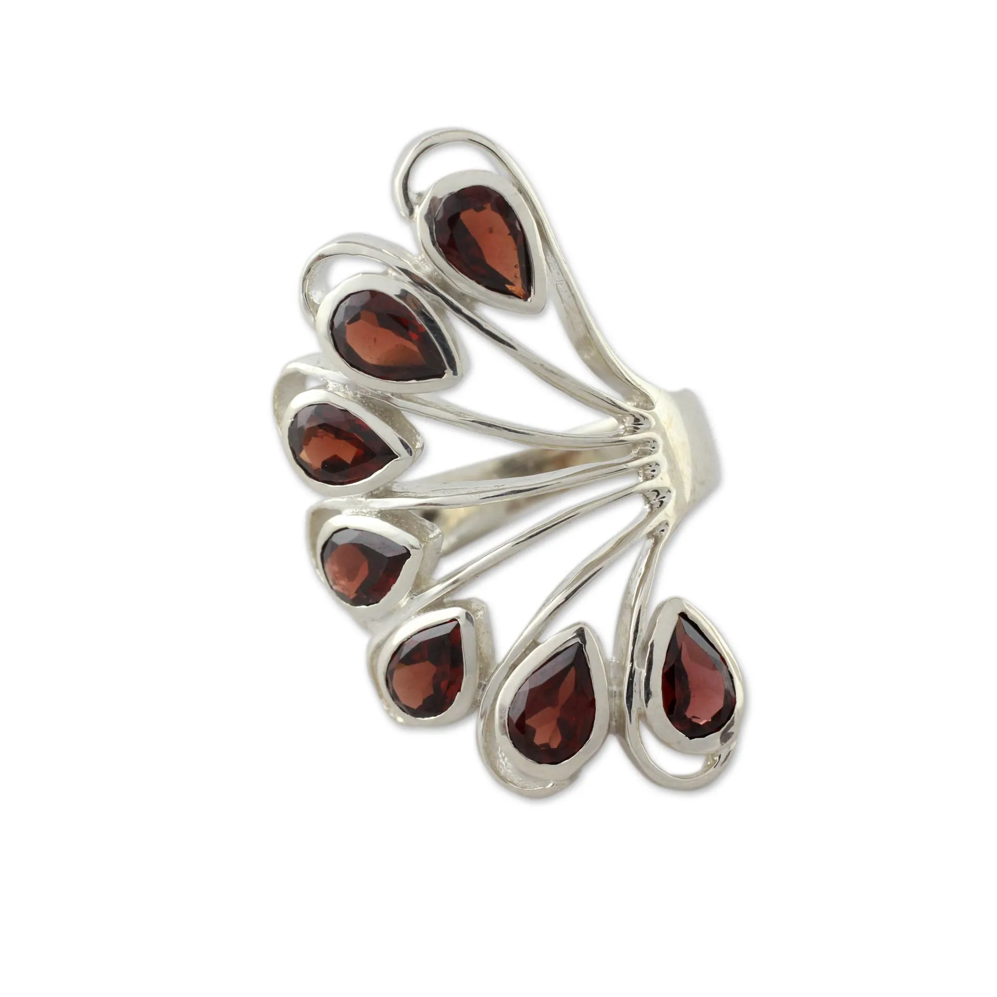 3.5 Cts Garnet and Sterling Silver Ring from India Jewelry - Wing of Love | NOVICA
