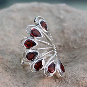 3.5 Cts Garnet and Sterling Silver Ring from India Jewelry - Wing of Love | NOVICA