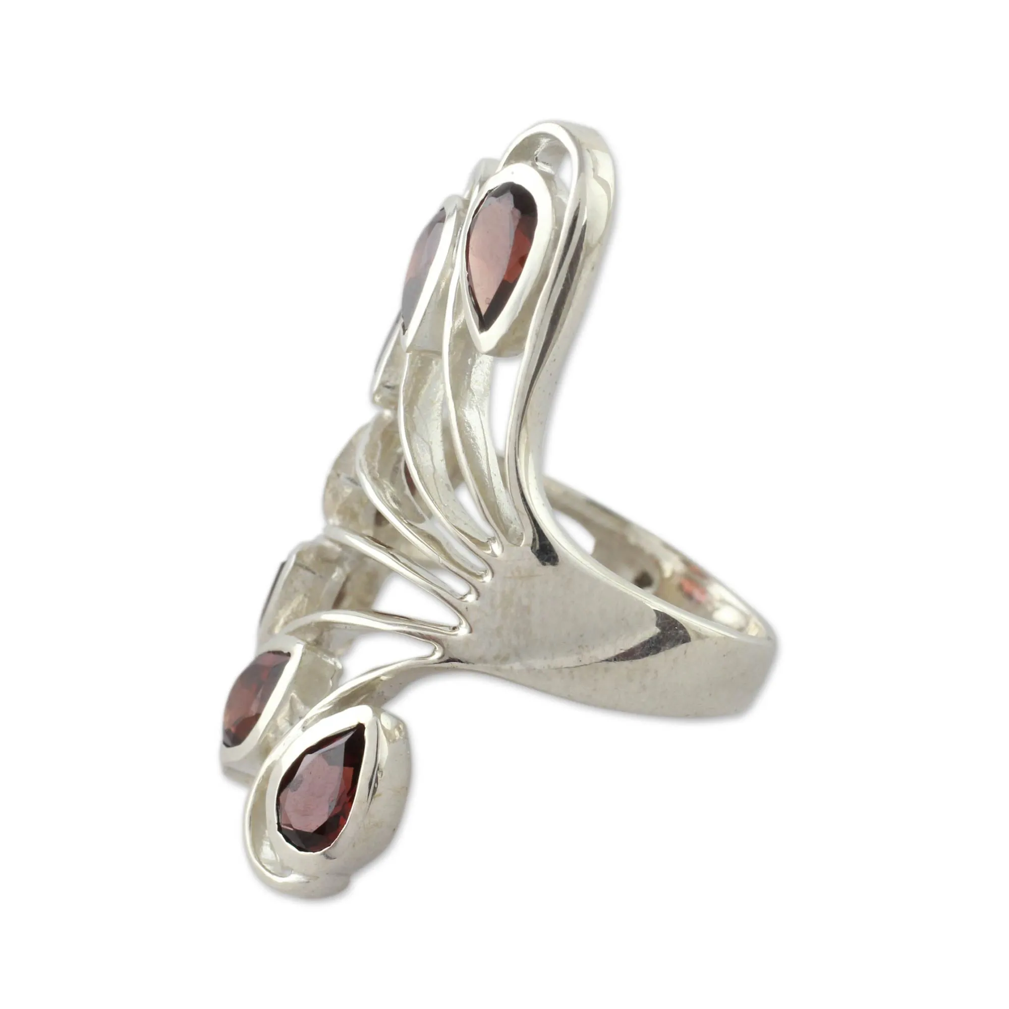 3.5 Cts Garnet and Sterling Silver Ring from India Jewelry - Wing of Love | NOVICA