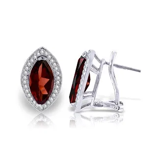 4.3 Carat 14K Solid White Gold Love Cure Garnet Diamond Earrings