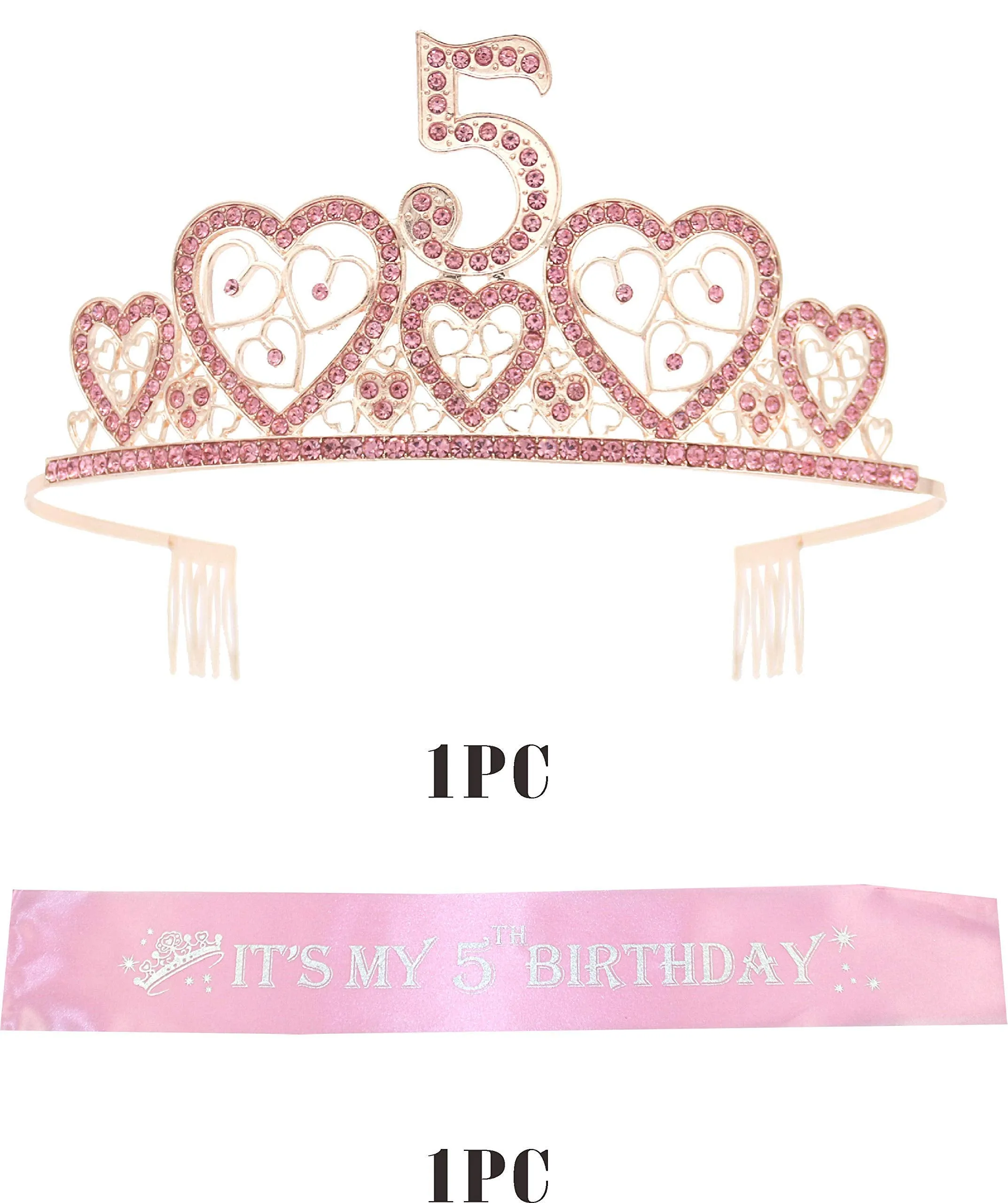 5th Birthday Tiara,5th Birthday Sash and Crown,5th Sash Birthday Girl, Birthday Gifts