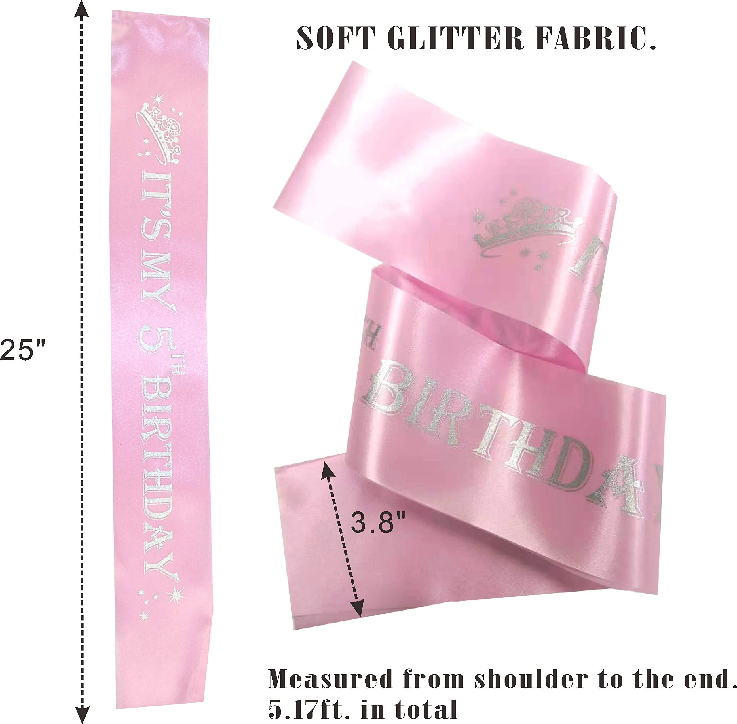 5th Birthday Tiara,5th Birthday Sash and Crown,5th Sash Birthday Girl, Birthday Gifts
