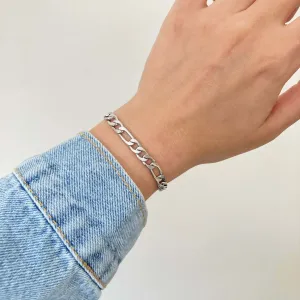 7mm Figaro Bracelet Silver