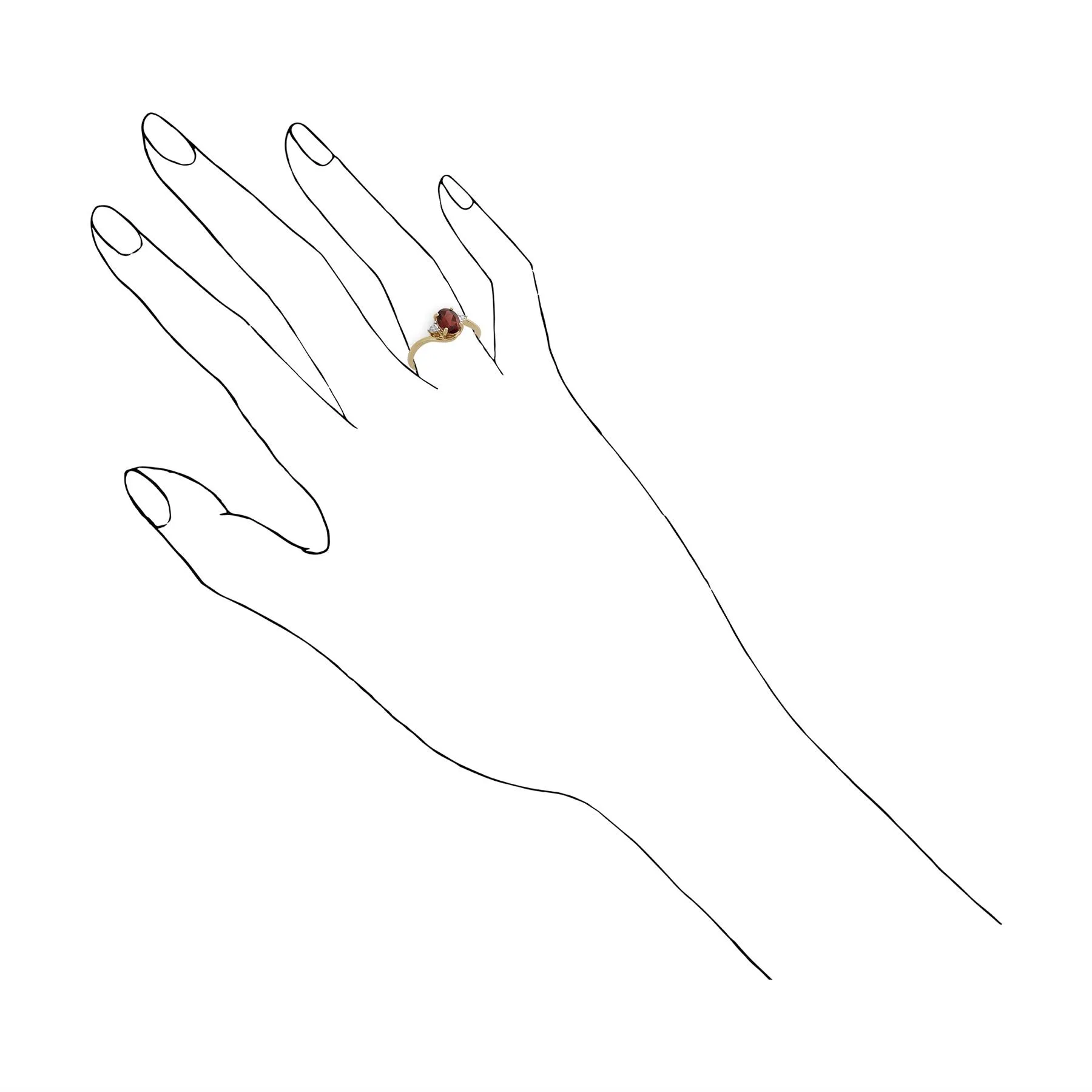 9 karat Gelbes Gold Granat & Diamant Ringe