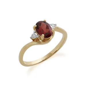 9 karat Gelbes Gold Granat & Diamant Ringe