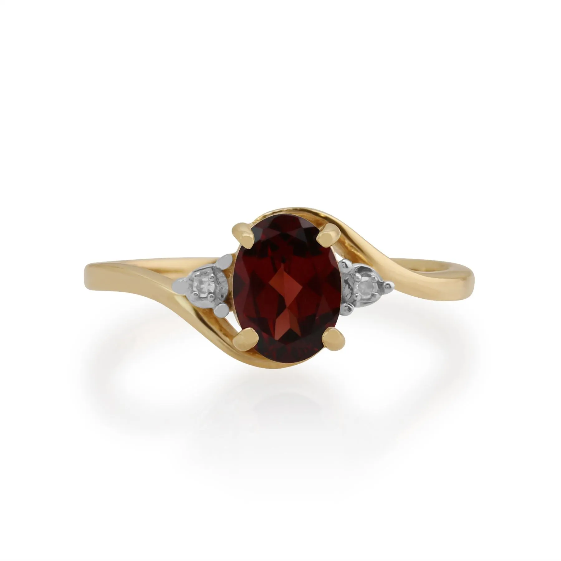 9 karat Gelbes Gold Granat & Diamant Ringe