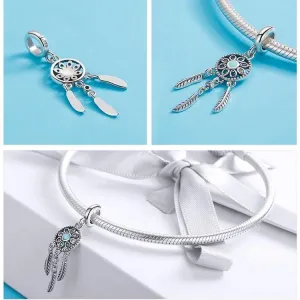 925 Sterling Silver Bohemian Dream Catcher Pendant Necklace Charm Jewelry Without Chain