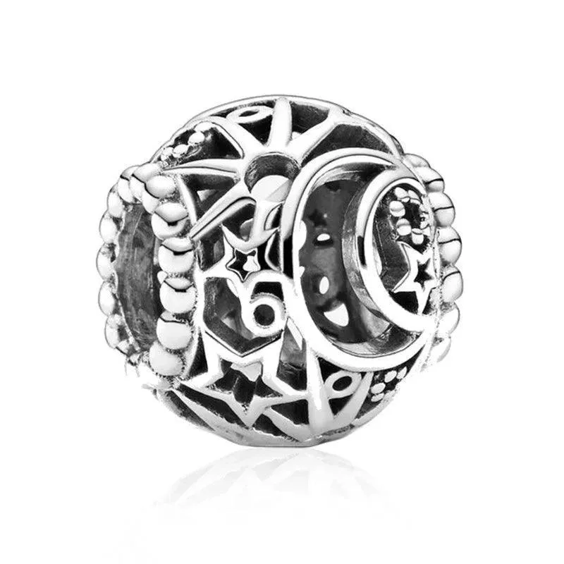 925 Sterling Silver Charm Bracelet Beads, Zircon Accents and Elegant Design