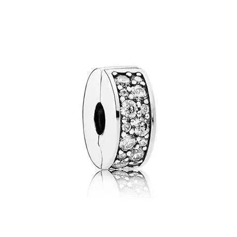 925 Sterling Silver Charm Bracelet Beads, Zircon Accents and Elegant Design