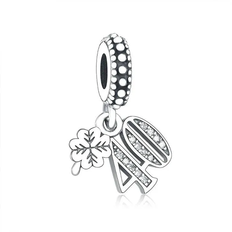 925 Sterling Silver Charm Bracelet Beads, Zircon Accents and Elegant Design