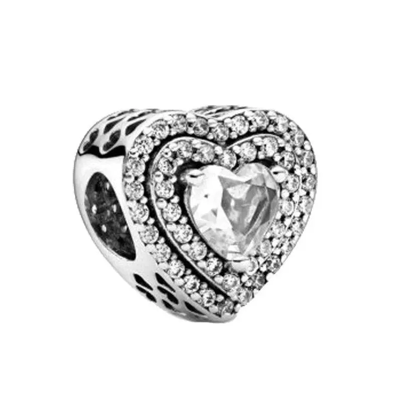925 Sterling Silver Charm Bracelet Beads, Zircon Accents and Elegant Design