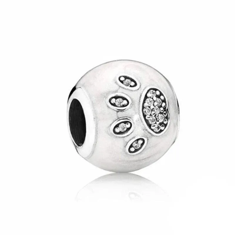 925 Sterling Silver Charm Bracelet Beads, Zircon Accents and Elegant Design