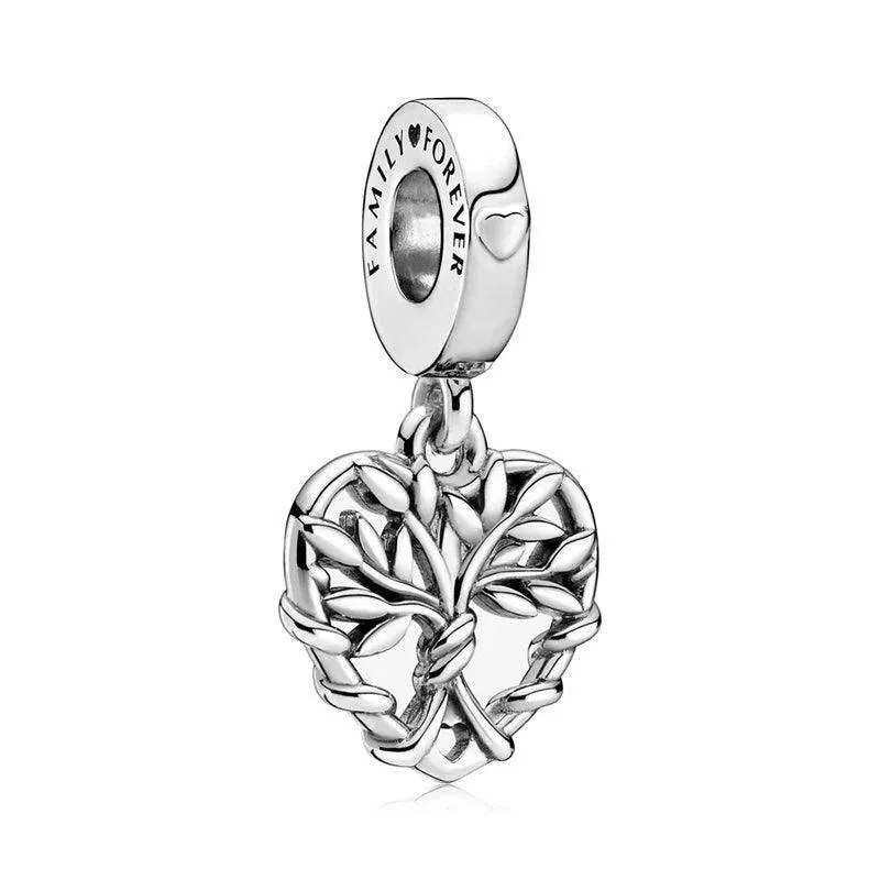 925 Sterling Silver Charm Bracelet Beads, Zircon Accents and Elegant Design