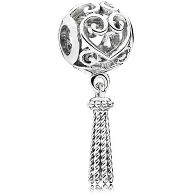 925 Sterling Silver Charm Bracelet Beads, Zircon Accents and Elegant Design