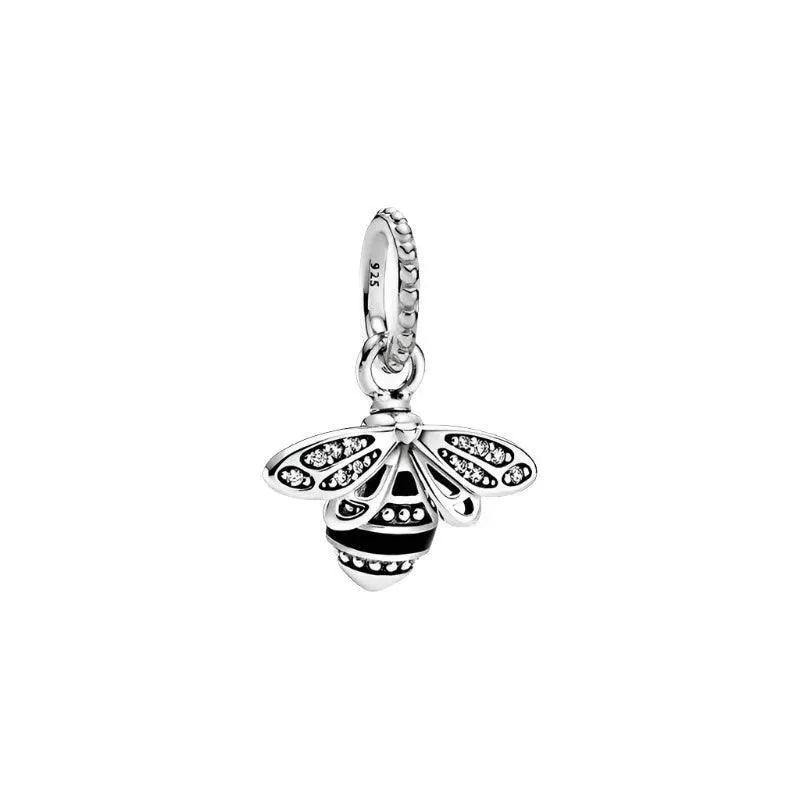 925 Sterling Silver Charm Bracelet Beads, Zircon Accents and Elegant Design