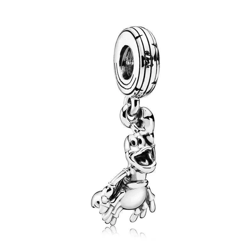 925 Sterling Silver Charm Bracelet Beads, Zircon Accents and Elegant Design