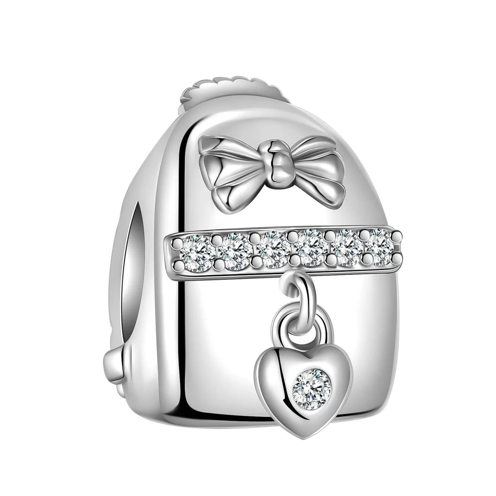 925 Sterling Silver Charm Bracelet Beads, Zircon Accents and Elegant Design