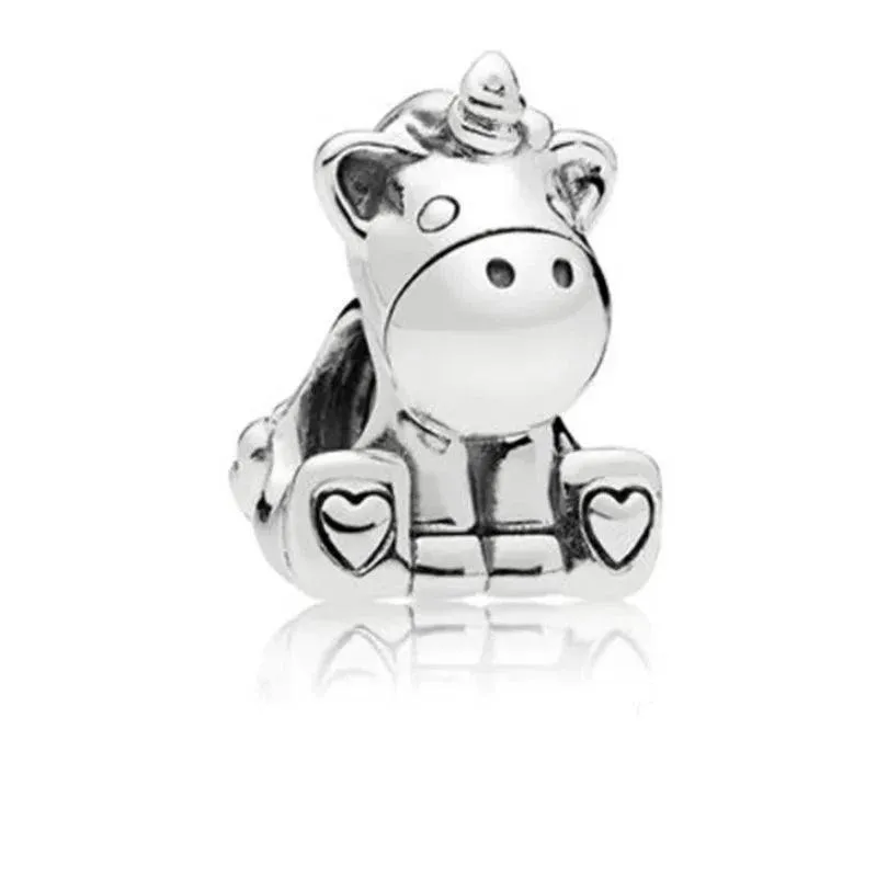 925 Sterling Silver Charm Bracelet Beads, Zircon Accents and Elegant Design