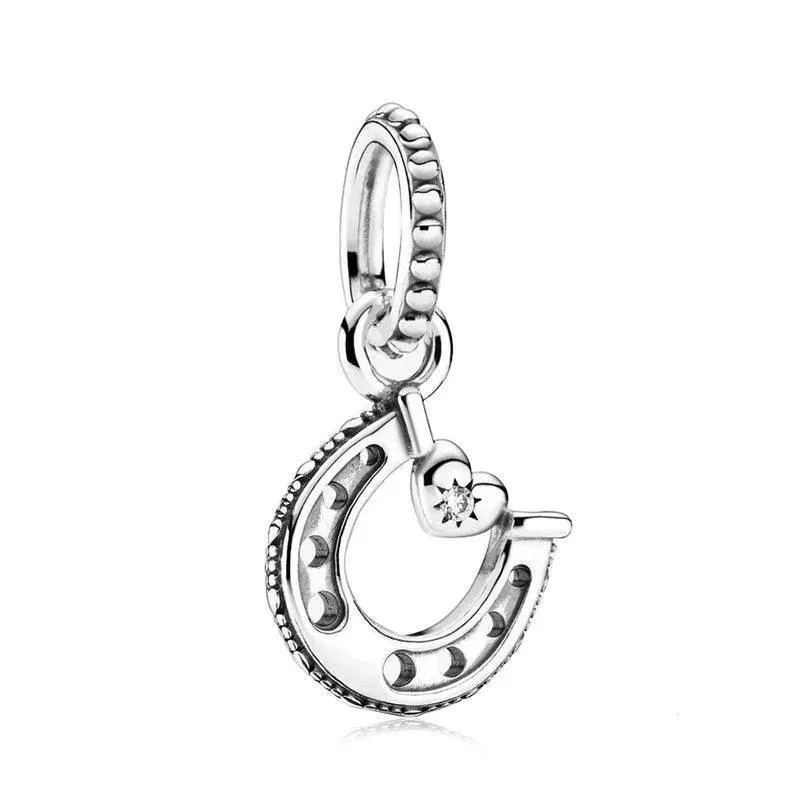925 Sterling Silver Charm Bracelet Beads, Zircon Accents and Elegant Design