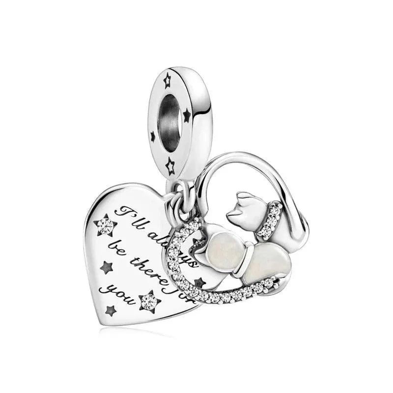 925 Sterling Silver Charm Bracelet Beads, Zircon Accents and Elegant Design