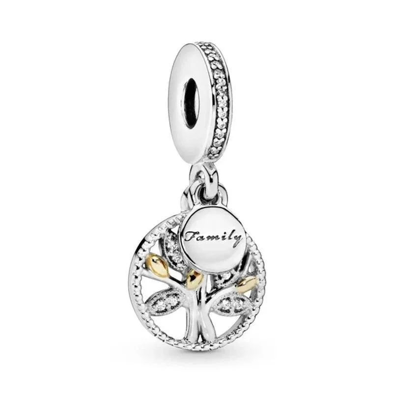925 Sterling Silver Charm Bracelet Beads, Zircon Accents and Elegant Design