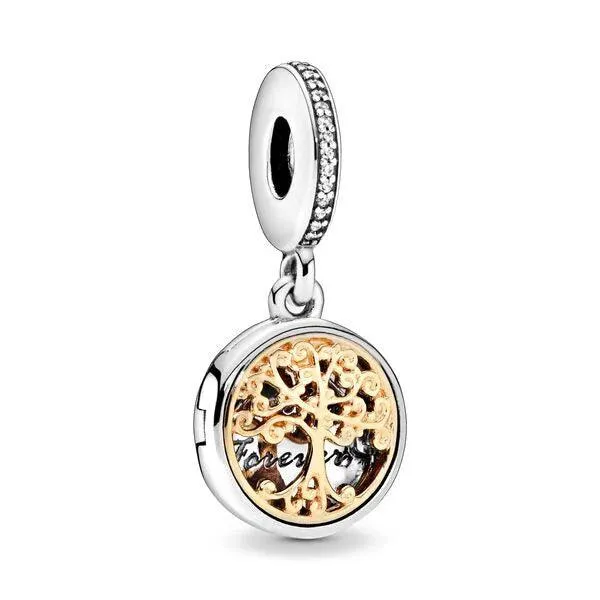 925 Sterling Silver Charm Bracelet Beads, Zircon Accents and Elegant Design