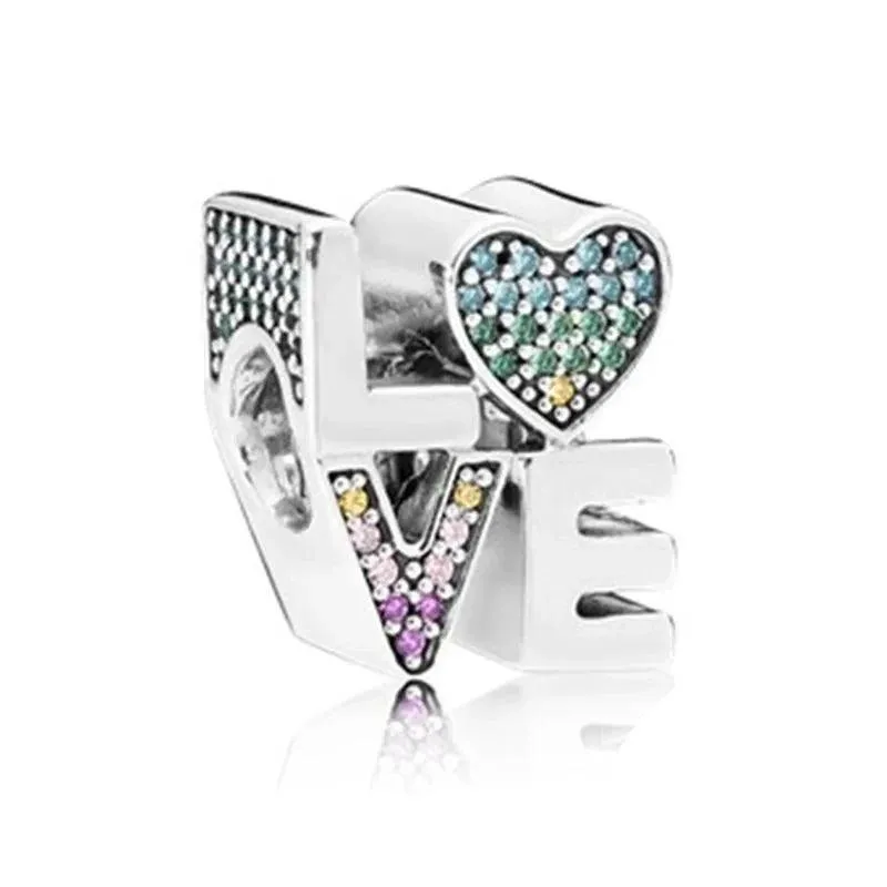 925 Sterling Silver Charm Bracelet Beads, Zircon Accents and Elegant Design