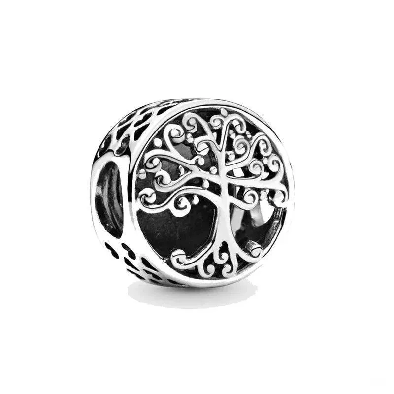 925 Sterling Silver Charm Bracelet Beads, Zircon Accents and Elegant Design
