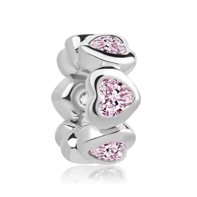925 Sterling Silver Charm Bracelet Beads, Zircon Accents and Elegant Design
