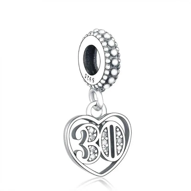 925 Sterling Silver Charm Bracelet Beads, Zircon Accents and Elegant Design