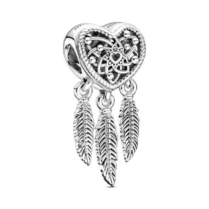925 Sterling Silver Charm Bracelet Beads, Zircon Accents and Elegant Design