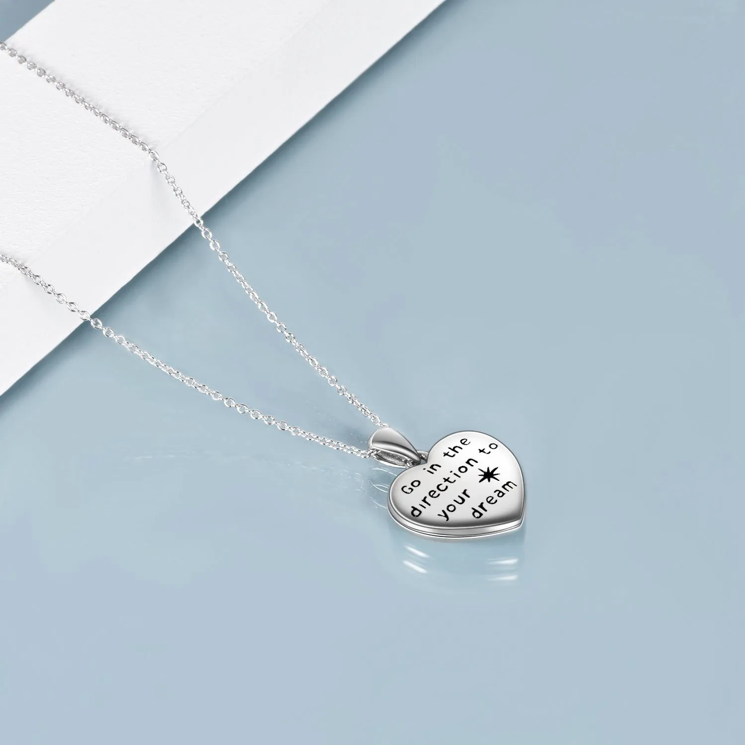 925 Sterling Silver Locket Necklace that Holds Pictures Compass Jewelry High School