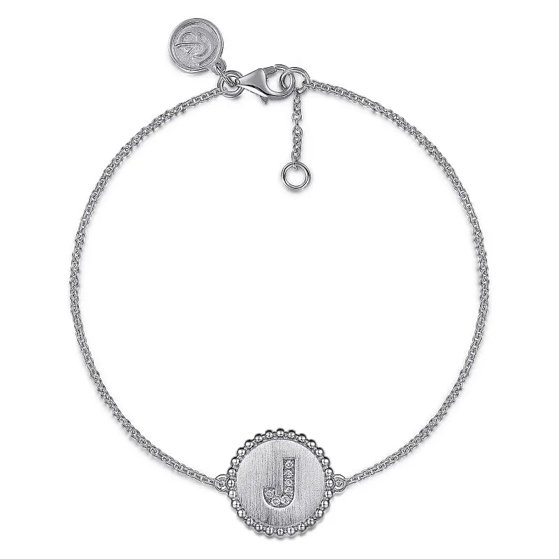 925 Sterling Sliver Diamond Bujukan Initial J Bracelet