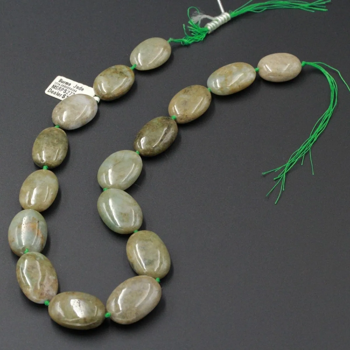 A Grade Natural Burmese Jade 20mm Large Puffy Thick Oval Beads Gemmy Nuggets Real Genuine Natural Green Burma Jade Gemstone 16" Strand