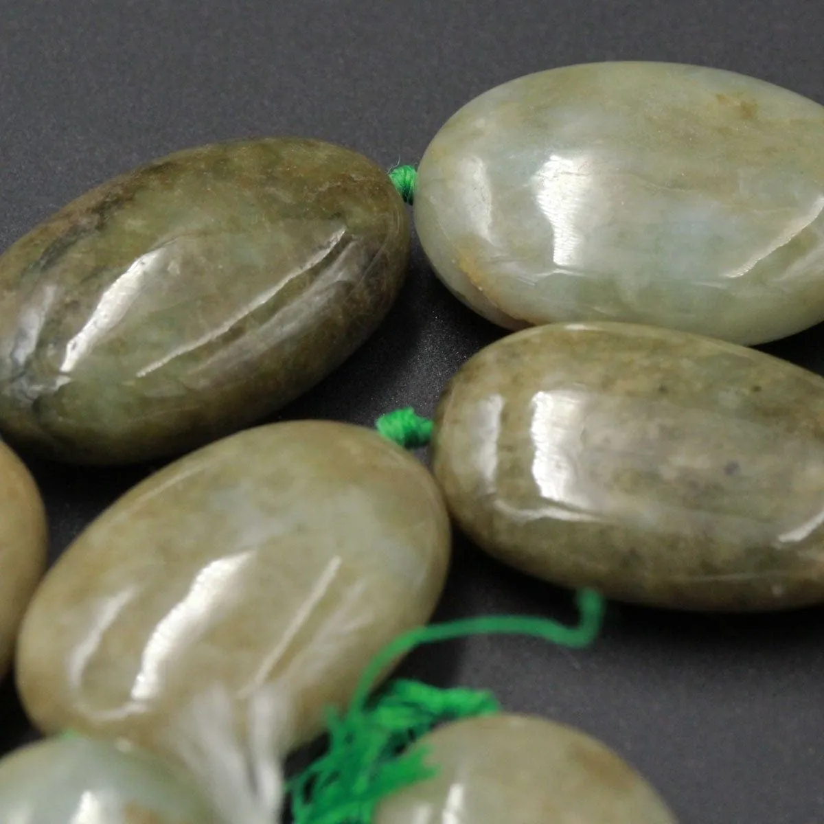 A Grade Natural Burmese Jade 20mm Large Puffy Thick Oval Beads Gemmy Nuggets Real Genuine Natural Green Burma Jade Gemstone 16" Strand
