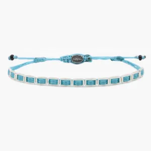 Adjustable Bracelet With Handmade Sterling Silver Beads (Light Blue)