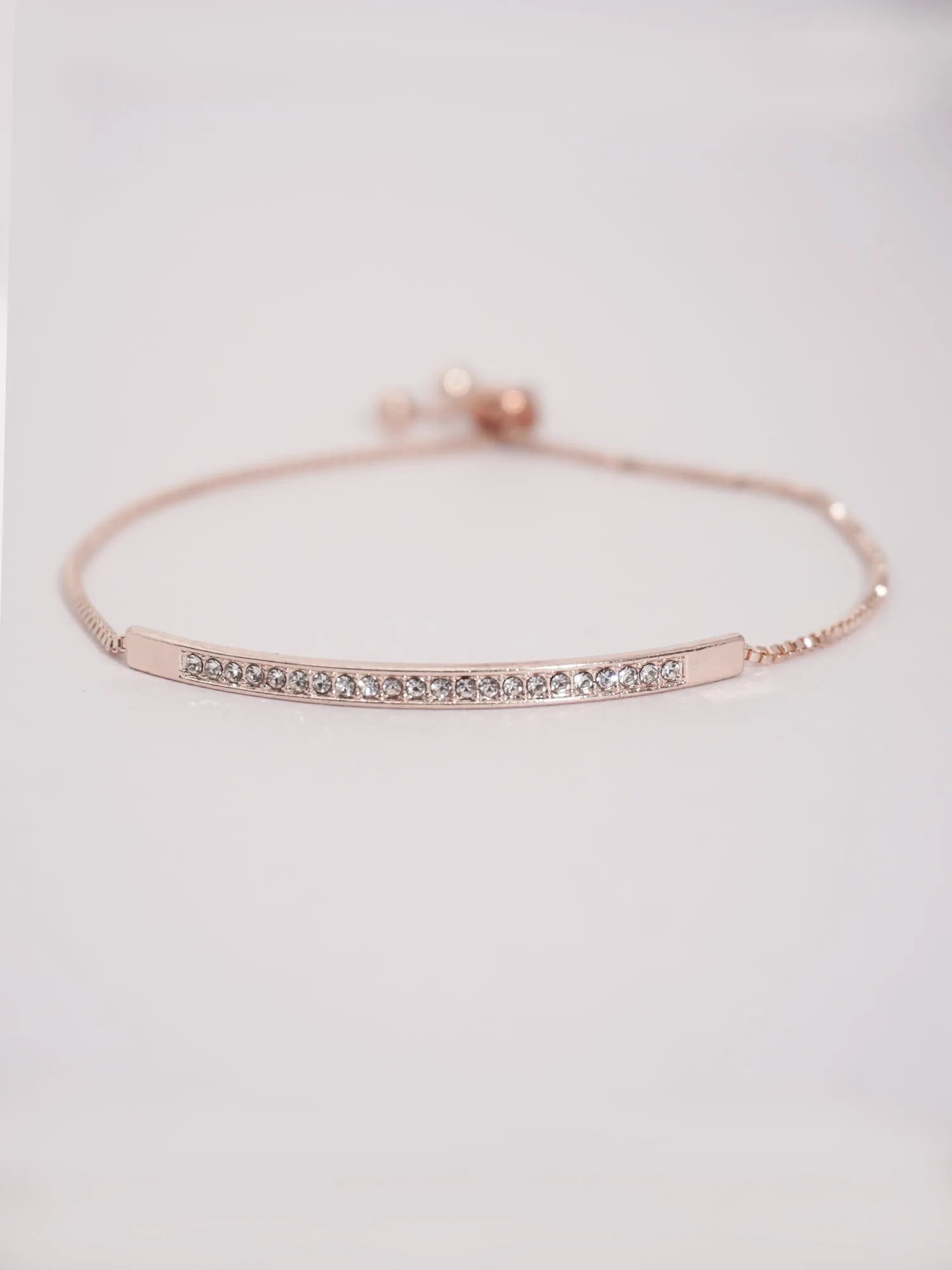 Adjustable Rose Gold Bracelet with White Zircon