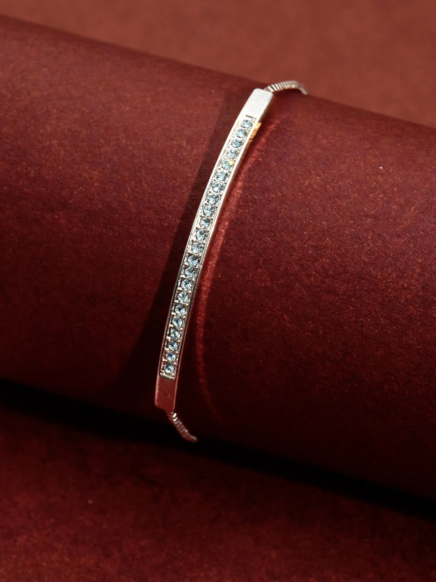 Adjustable Rose Gold Bracelet with White Zircon