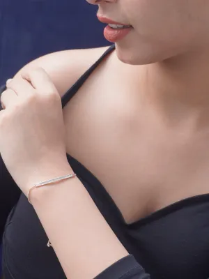 Adjustable Rose Gold Bracelet with White Zircon