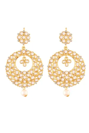 Alloy Chandbali Earrings in White
