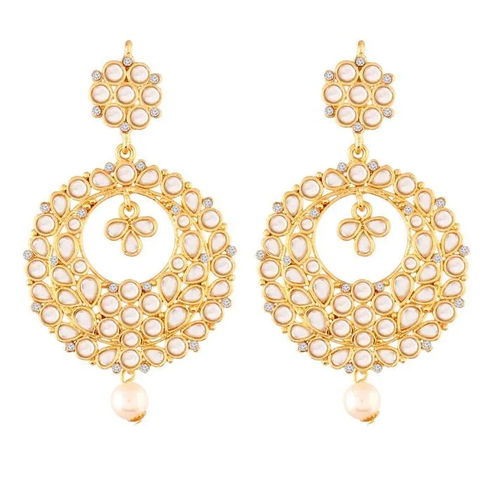 Alloy Chandbali Earrings in White