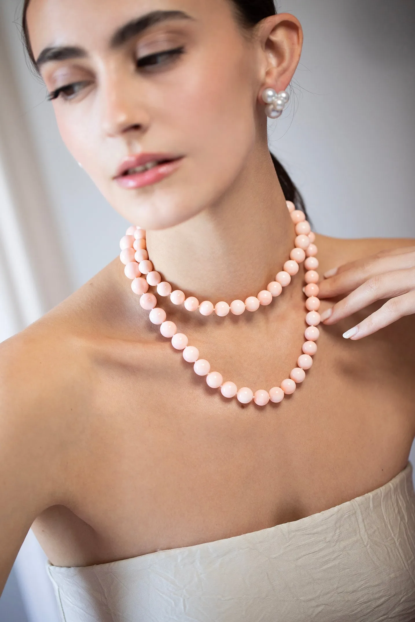 Angel Skin Coral Bead Necklace