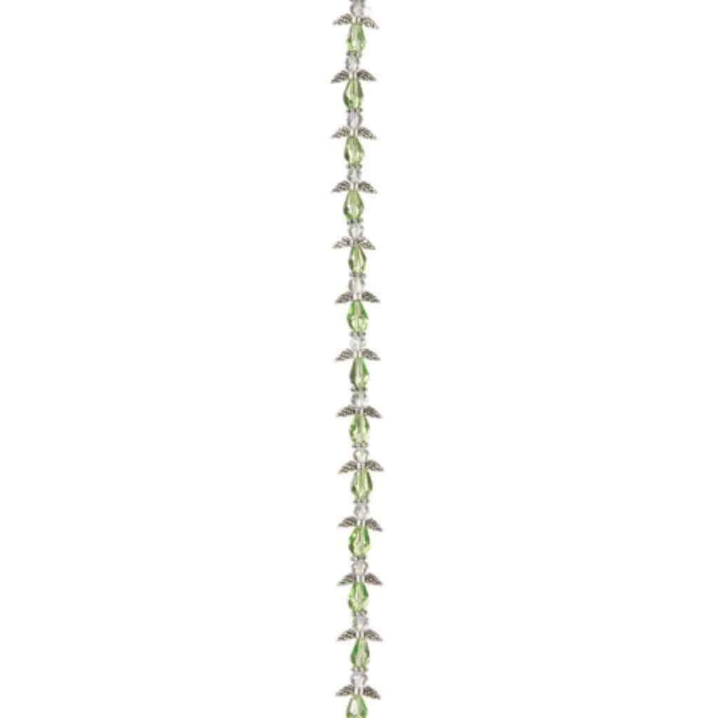 ANGEL WING BEAD STRAND SILVER PERIDOT 10MM
