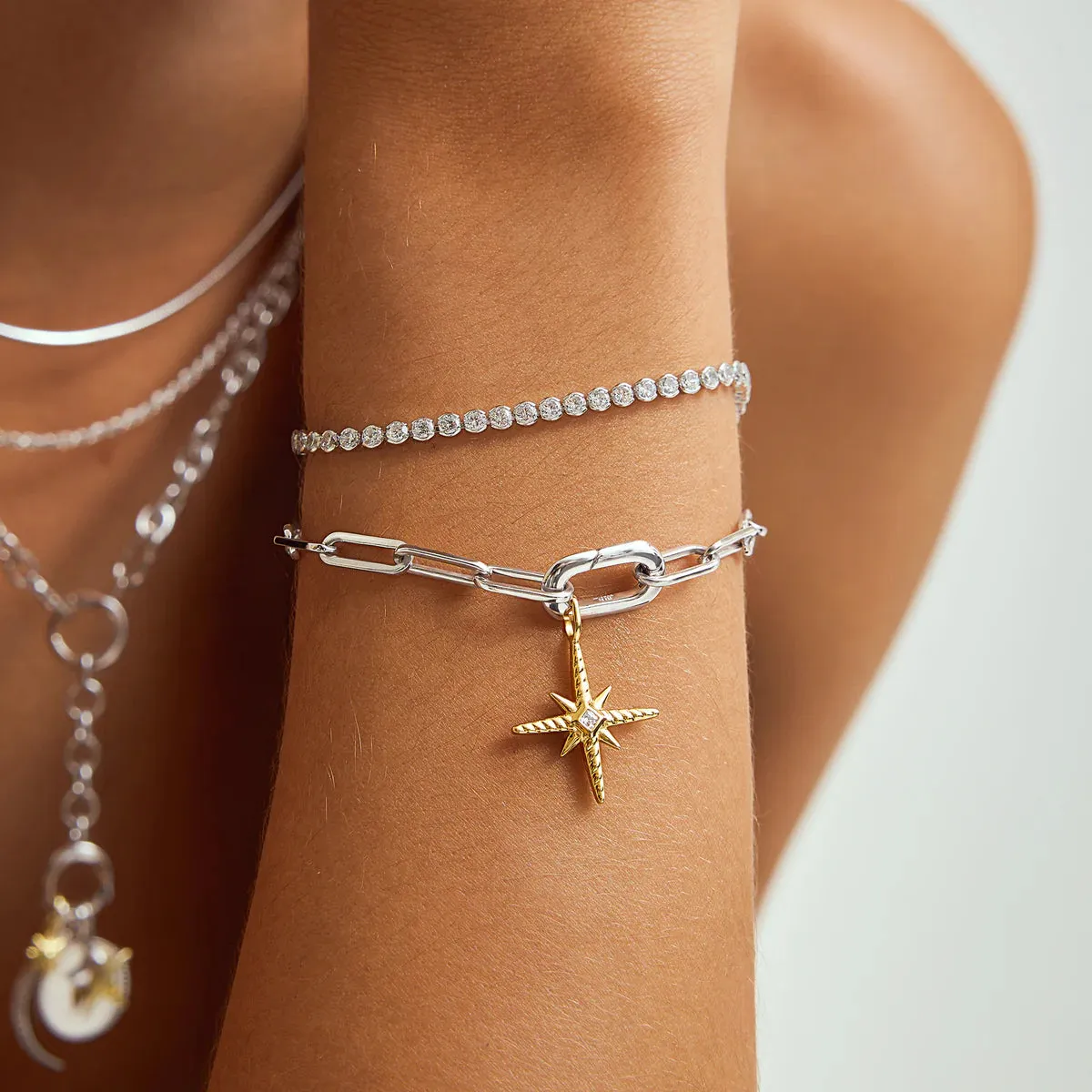 Ania Haie Silver Row Bezel Set Bracelet