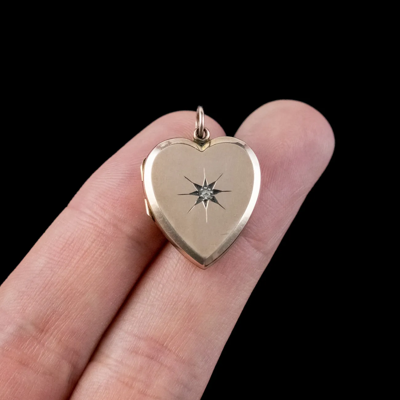 Antique Victorian Diamond Heart Locket 9ct Gold