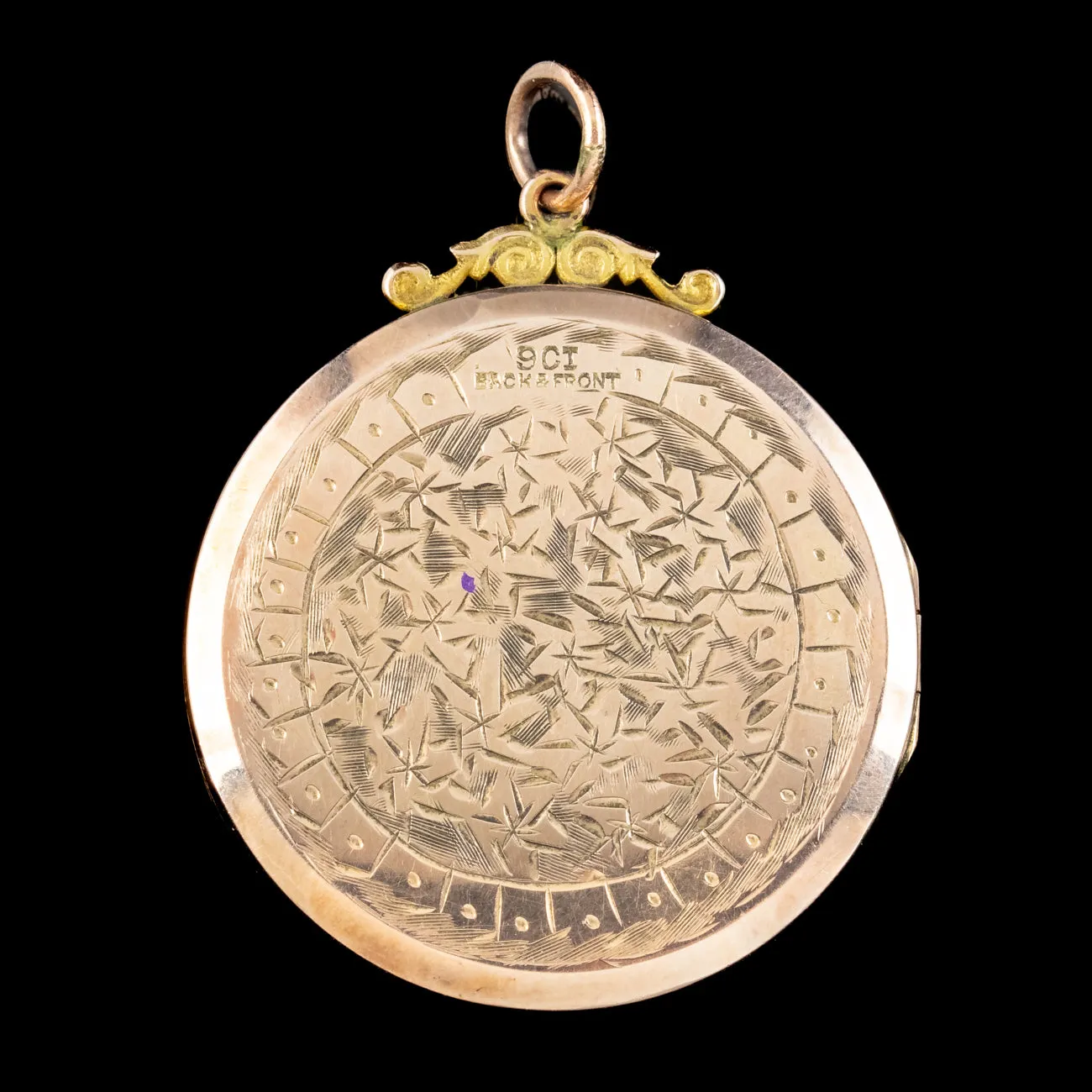 Antique Victorian Floral Heart Locket 9ct Gold Back And Front