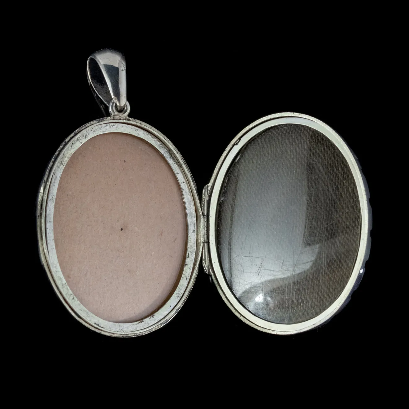Antique Victorian Forget Me Not Locket Sterling Silver Gold Dated 1883