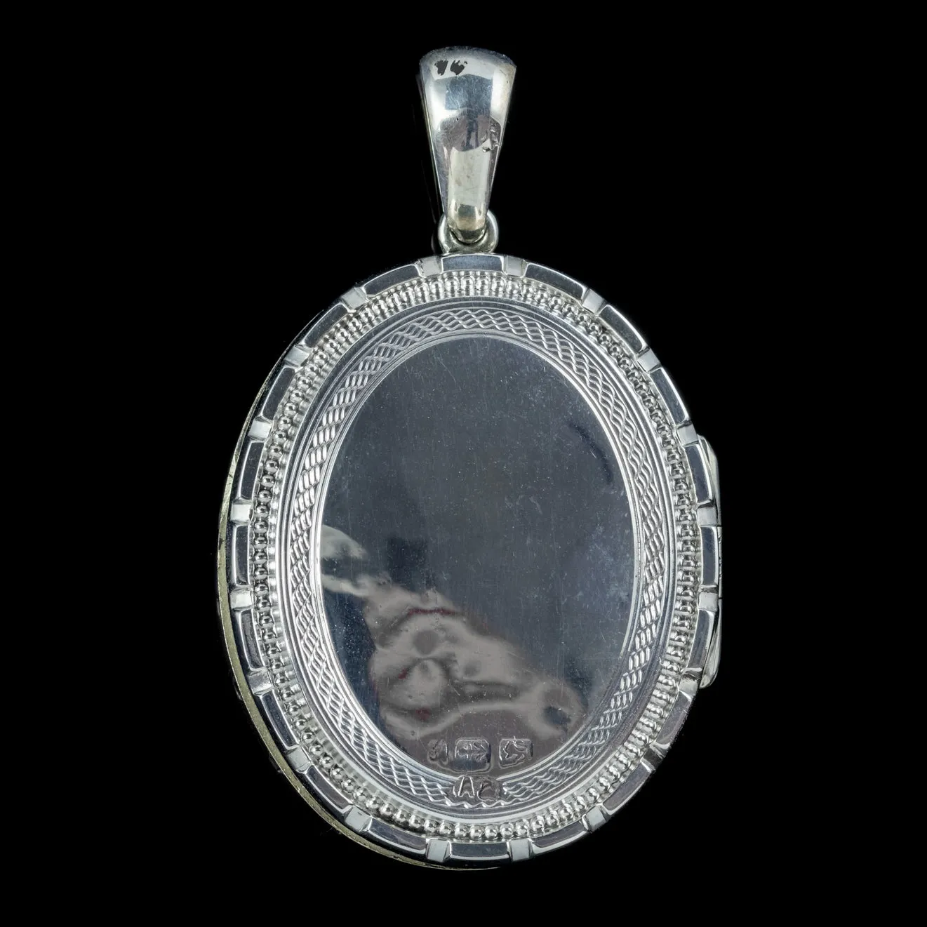 Antique Victorian Forget Me Not Locket Sterling Silver Gold Dated 1883