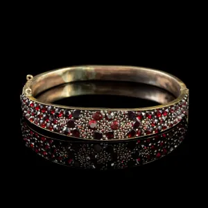 Antique Victorian Garnet Bangle Circa 1900