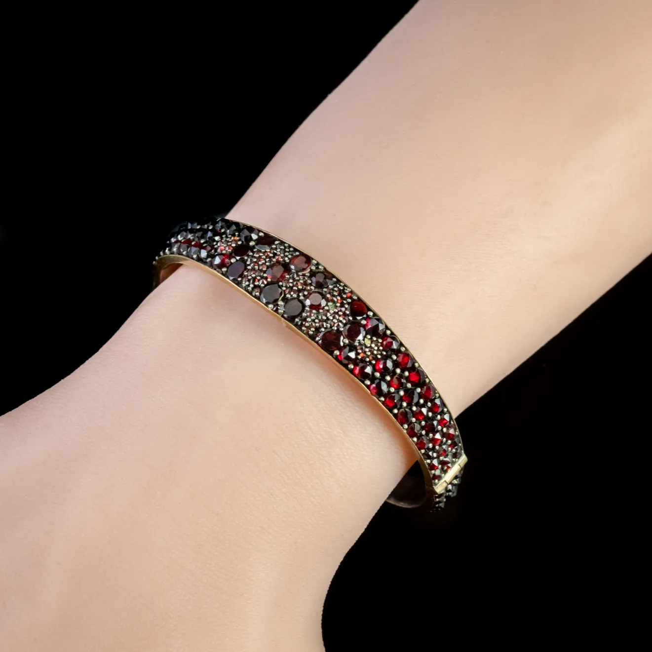 Antique Victorian Garnet Bangle Circa 1900